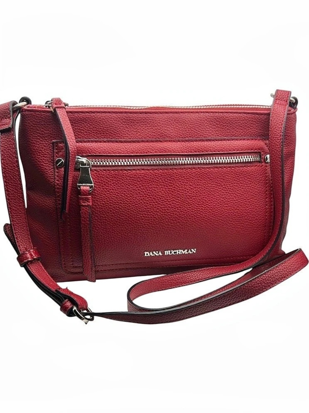 Dana Buchman Red Pebbled Faux Leather Crossbody Bag Purse